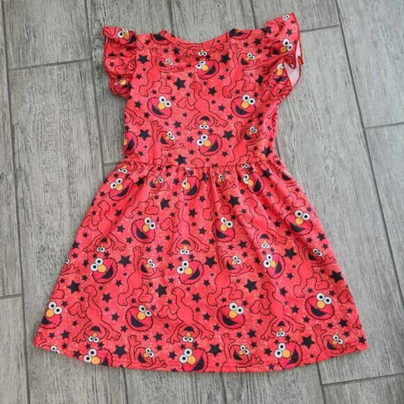 Sesame Street Elmo short sleeve buttery soft toddler dress red size 4T - Picture 7 of 7